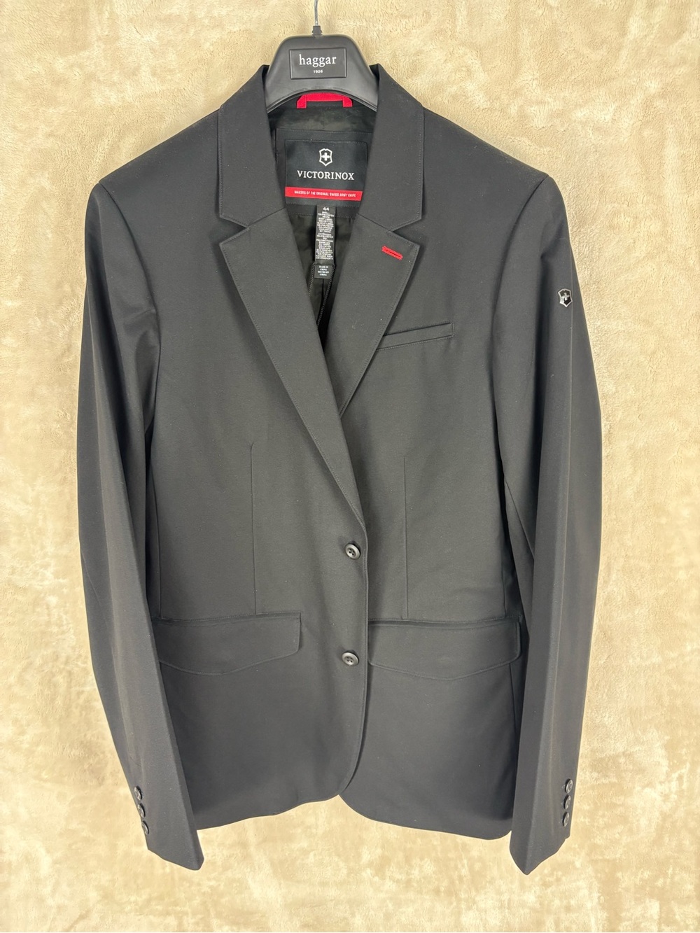 Victorinox Black Men's Two-Button Sport Coat with Red Trim